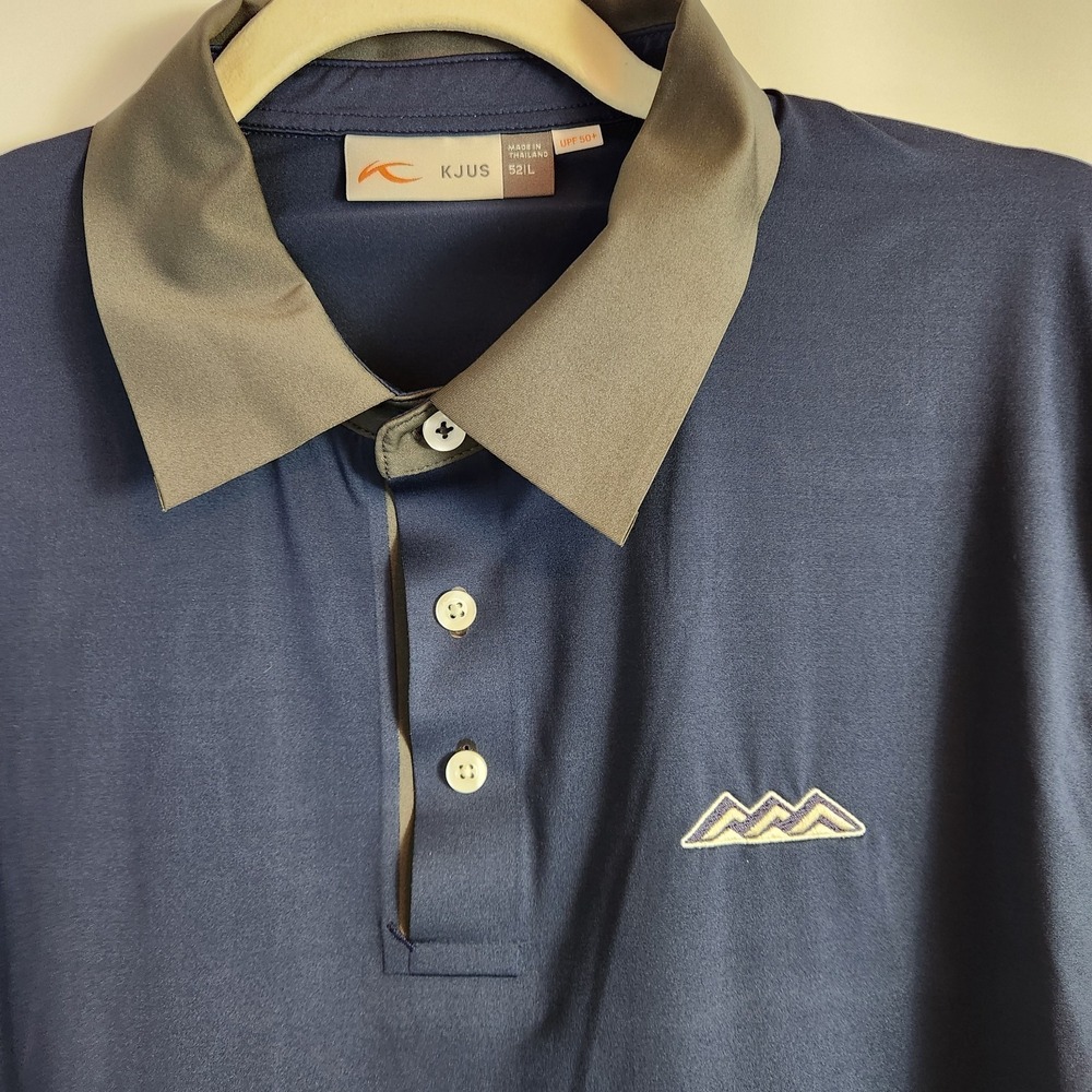 KJUS Stowe Golf Polo Mens Size 52 Large Blue Active Stretch UPF Wicking‎ Fitted